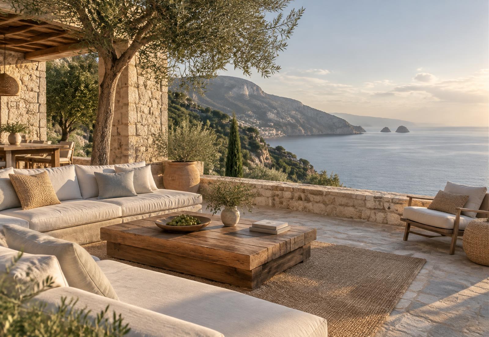 Mediterranean terrace with sea view representing Stebro Hub fractional ownership